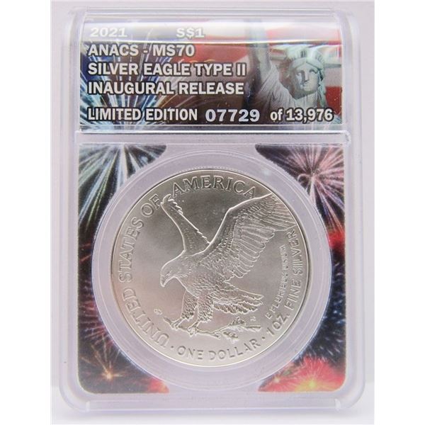 2021 AMERICAN SILVER EAGLE TYPE II ANACE MS70