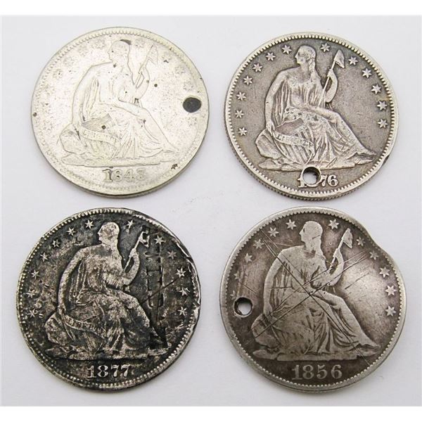 (4) SEATED HALF DOLLARS - LESSER GRADE LOT