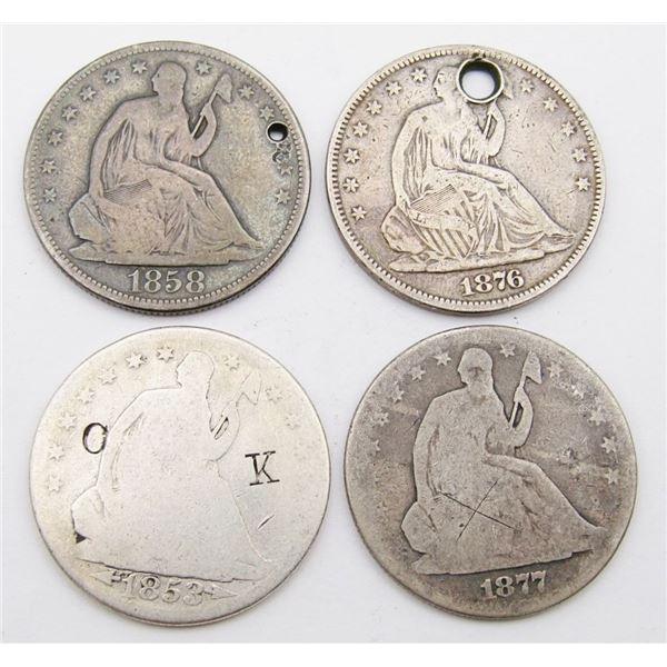 (4) SEATED HALF DOLLARS - LESSER GRADE LOT