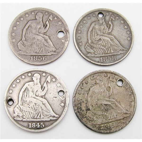 (4) SEATED HALF DOLLARS - LESSER GRADE LOT