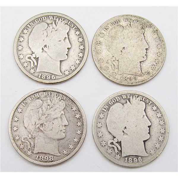 (4) BARBER HALF DOLLARS - CIRCS