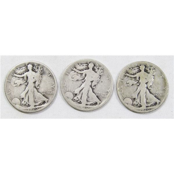 1920  P D S WALKING LIBERTY HALF DOLLARS