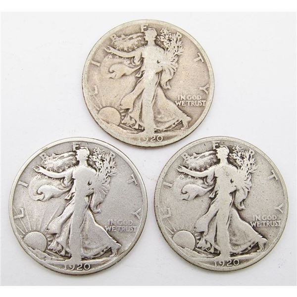 1920  P D S WALKING LIBERTY HALF DOLLARS