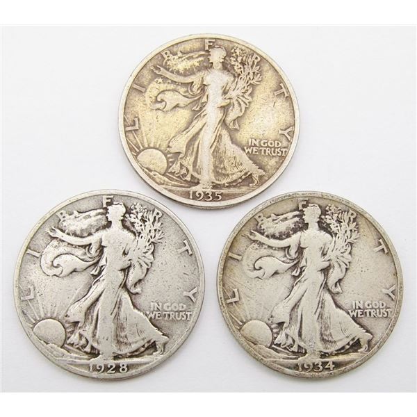 1928-S, 1934-S, 1935-S WALKING LIBERTY HALVES