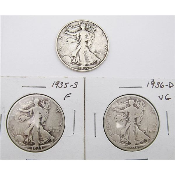 1935-S, 1936-D, 1937 WALKING LIBERTY HALVES