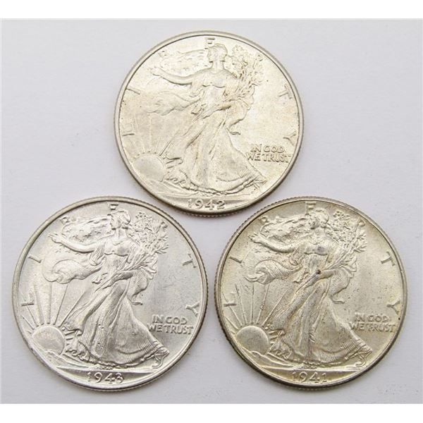 1941, 1942, 1943 AU/BU WALKING LIBERTY 50c