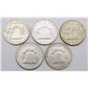 Image 2 : (5) FRANKLIN HALF DOLLARS - MOSTLY AU/UNC