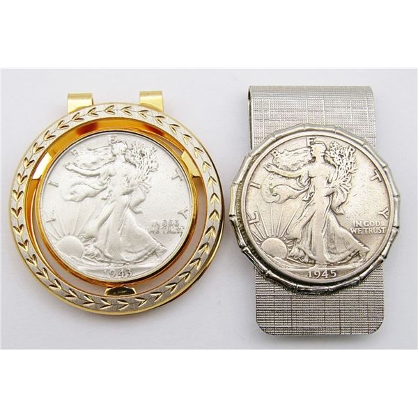 (2) WALKING LIBERTY 50c MONEY CLIPS