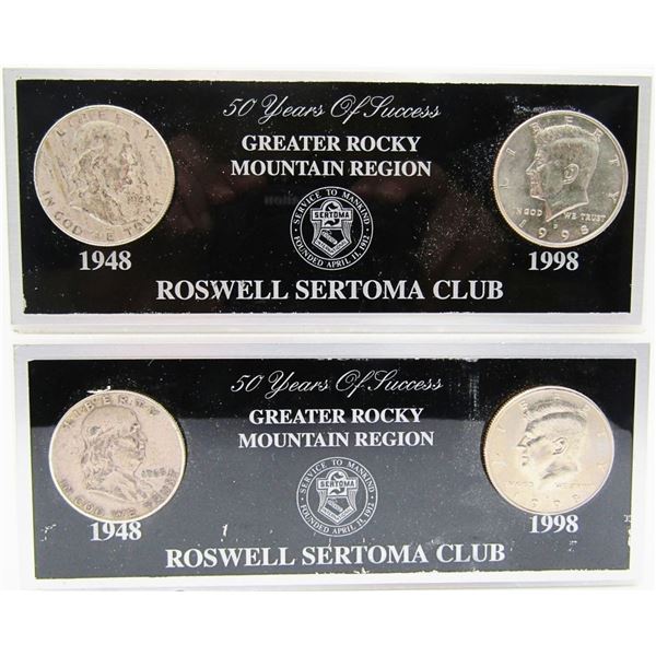 (2) FRANKLIN 50c & KENNEDY 50c PAPERWEIGHT's