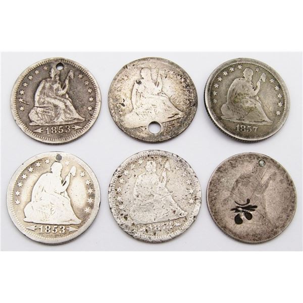 (6) SEATED QUARTERS - HOLED / DAMAGED