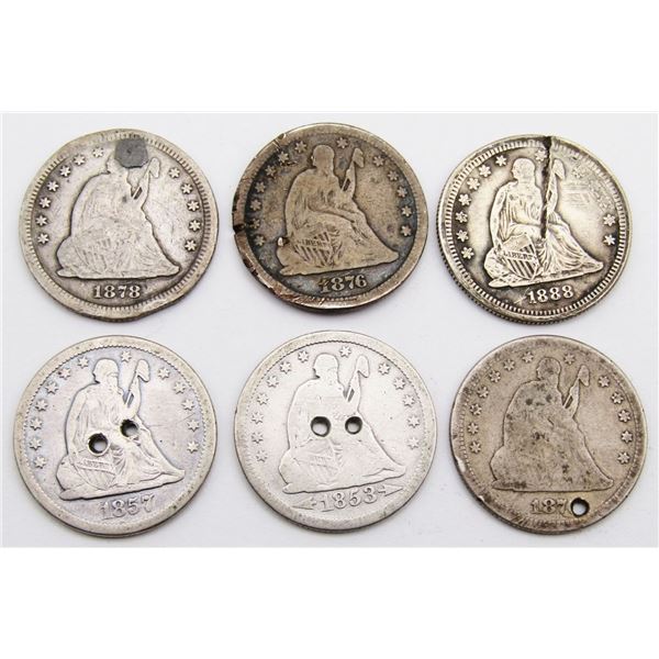 (6) SEATED QUARTERS - HOLED / DAMAGED