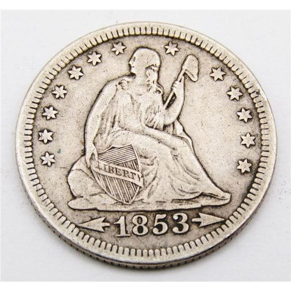 1853 ARROWS/RAY SEATED QUARTER