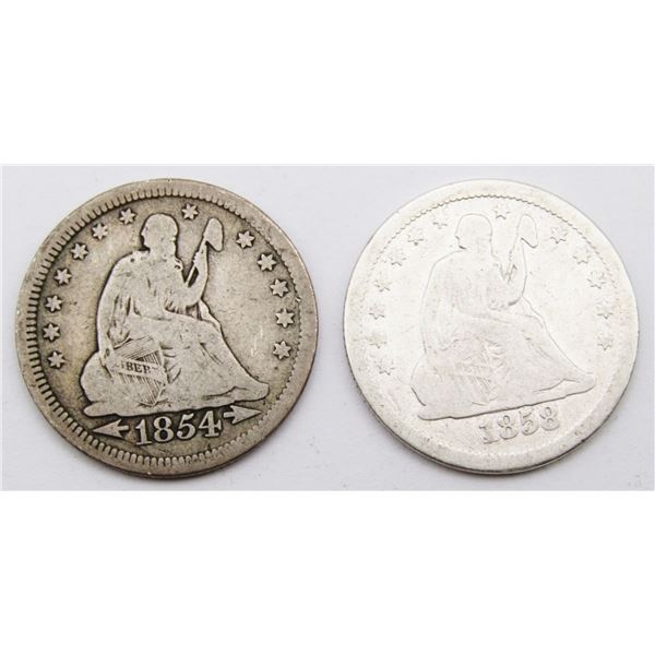 1854 & 1858 SEATED QUARTERS