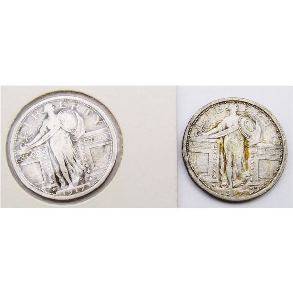 (2) 1917 T-1 STANDING LIBERTY QUARTER