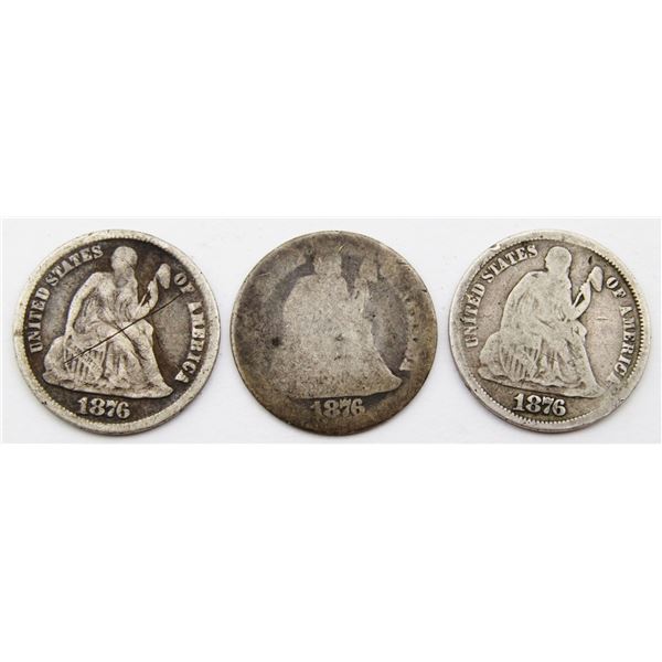 (2)1876-CC & 1876 SEATED DIMES