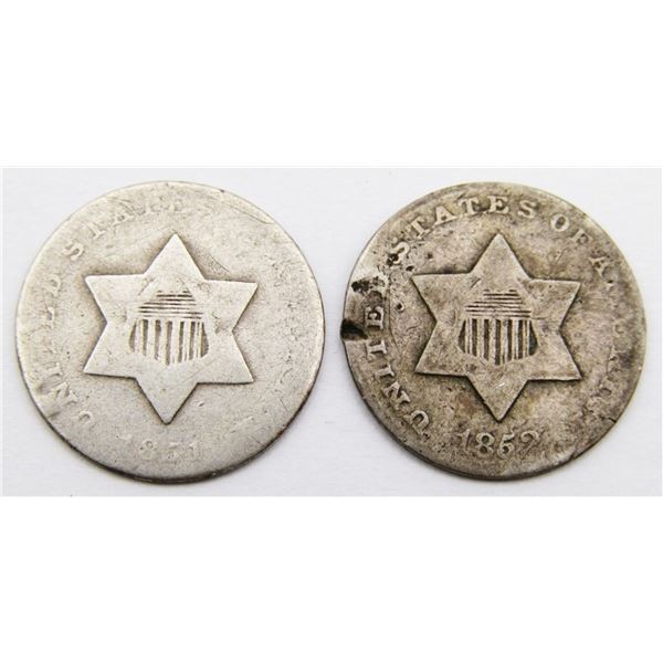 1851 & 1852 THREE CENT SILVER GOODS