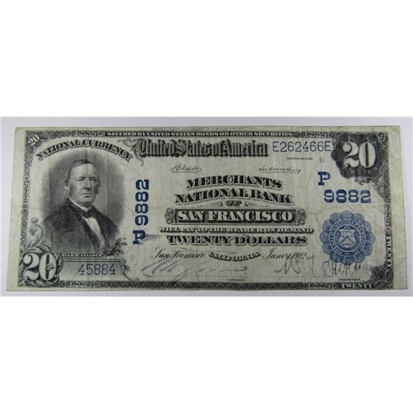 1912 $20 NATIONAL CURRENCY SAN FRANCISCO CA