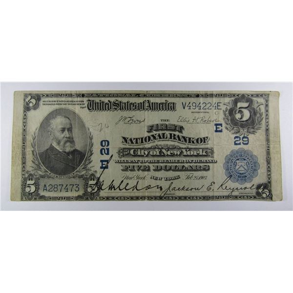1903 $5 NATIONAL CURRENCY City of New York