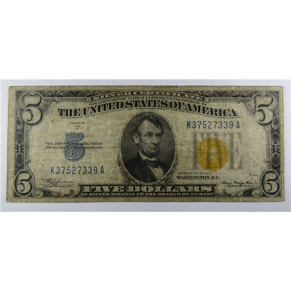 1934 $5 "NORTH AFRICA" SILVER CERTIFICATE