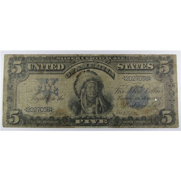 1899 $5 "INDIAN CHIEF" U.S. SILVER CERT