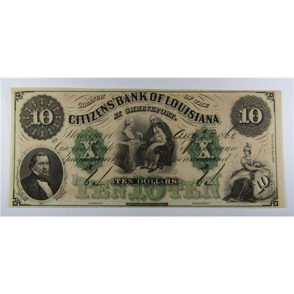 1860 $10 CITIZENS BANK of LOUISIANA NOTE