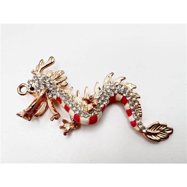 RHINESTONE DRAGON RED & WHITE