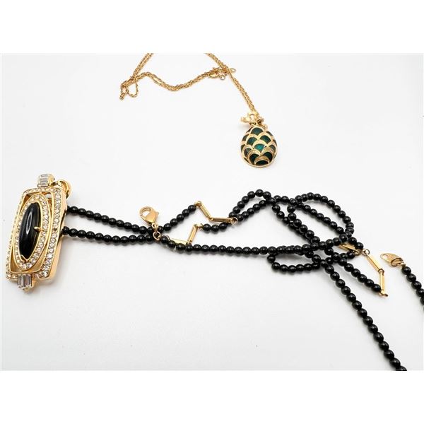 2 NECKLACES W STONE PENDANT &