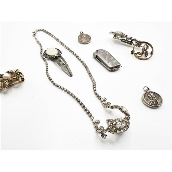 C-CLASP BROOCH W/ STONES &