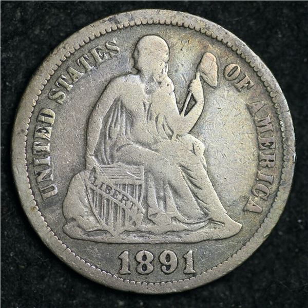 1891 O Seated Liberty Dime VF