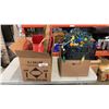 Image 1 : 2 BOXES AND CRATE OF CHRISTMAS DECOR, WREATH, LIGHTS