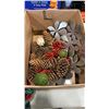 Image 7 : 2 BOXES AND CRATE OF CHRISTMAS DECOR, WREATH, LIGHTS