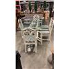 Image 1 : 73.5" X 45.75" GLASSTOP TABLE 5/8" THICK WITH RATTAN BASE AND 5 CHAIRS