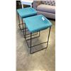 Image 2 : 2 MODERN IRON BASE STOOLS 26 INCHES TALL