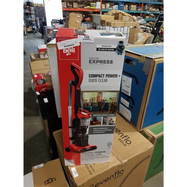 DIRT DEVIL ENDURA EXPRESS COMPACT POWER PLUS BAGLESS UPRIGHT VACUUM TESTED AND WORKING - RETAIL $149