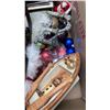 Image 4 : BOX OF ST NICK FIGURE, SLEIGH AND OTHER CHRISTMAS DECOR