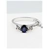 Image 1 : NEW 14KT. WHITE GOLD 5MM X 4MM NATURAL SAPPHIRE (0.47CTS) & DIAMOND (0.032CTS) RING, W/A $2120.00, S