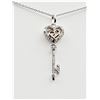 Image 1 : NEW STERLING SILVER & 10KT. ROSE GOLD DIAMOND PENDANT WITH STERLING SILVER CHAIN, 29 DIAMONDS (0.11C