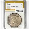 Image 1 : 1934-D Silver Peace Dollar PGA MS64