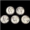 (5) 1940's Mercury Dimes 1941 1942 1943 1943-D