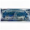 Image 2 : 1999 4oz Silver Bar as $50 Fed Reserve Note