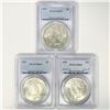 Image 1 : (3) 1923 Peace Silver Dollars PCGS MS64
