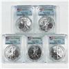 Image 1 : 2020 Set (5) American Silver Eagle PCGS MS70