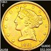 Image 1 : 1861-C $5 Gold Half Eagle CHOICE AU