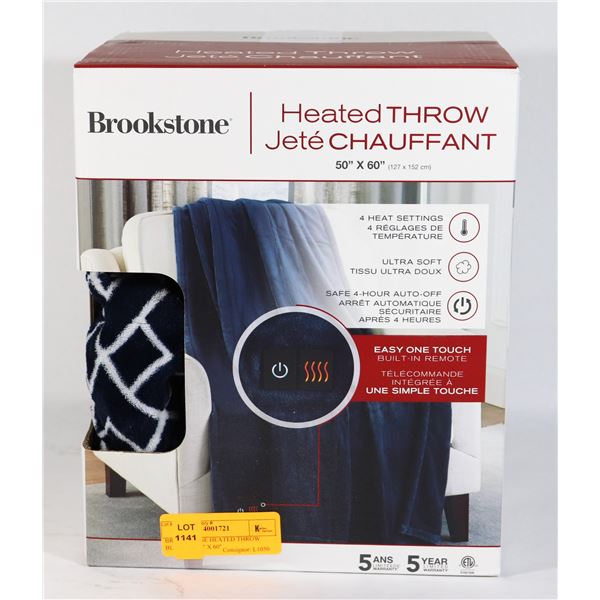 Brookstone Herringbone Heated Blanket With Dual Zone & Auto Shut-Off