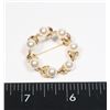 Image 1 : 8)  ROUND GOLD TONE WITH PEARLS BROOCH.