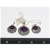 Image 1 : 7)  SET OF TIBETAN SILVER AND AMETHYST ROUND DROP