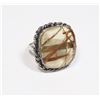 Image 1 : 10)  SQUARE CUT GOLDEN RUTILE RING WITH TWISTED