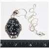 Image 1 : 14) NATURAL SNOWFLAKE OBSIDIAN PENDANT ON A