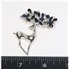 Image 1 : 16)  SILVER TONE REINDEER BROOCH WITH DIAMOND