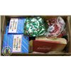 BOX OF VINTAGE CHRISTMAS ORNAMENTS